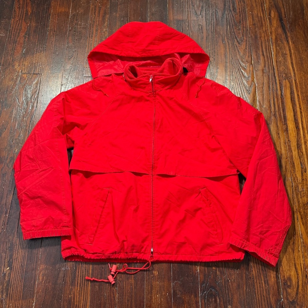 Vintage Eddie Bauer Jacket Mens L Red Windbreaker Gore Tex Hooded Vented 90s
